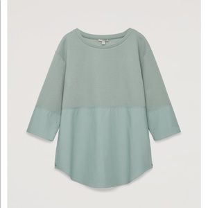 COS Sage Oversized Woven Top With Shirt Hem Small